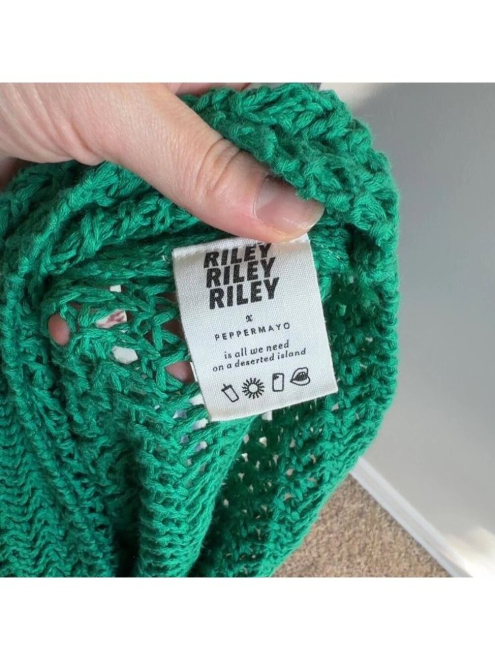 Riley Hubatka x Peppermayo Green Crochet Knit Mini Dress Size S/M Knit Women’s - Picture 5 of 6